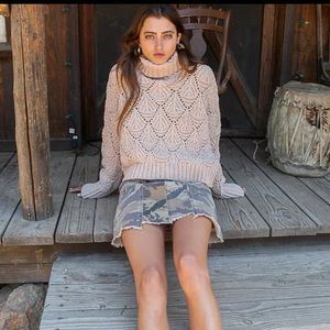 - Luxe POL Clothing Cropped Eyelet Cutout Sweater